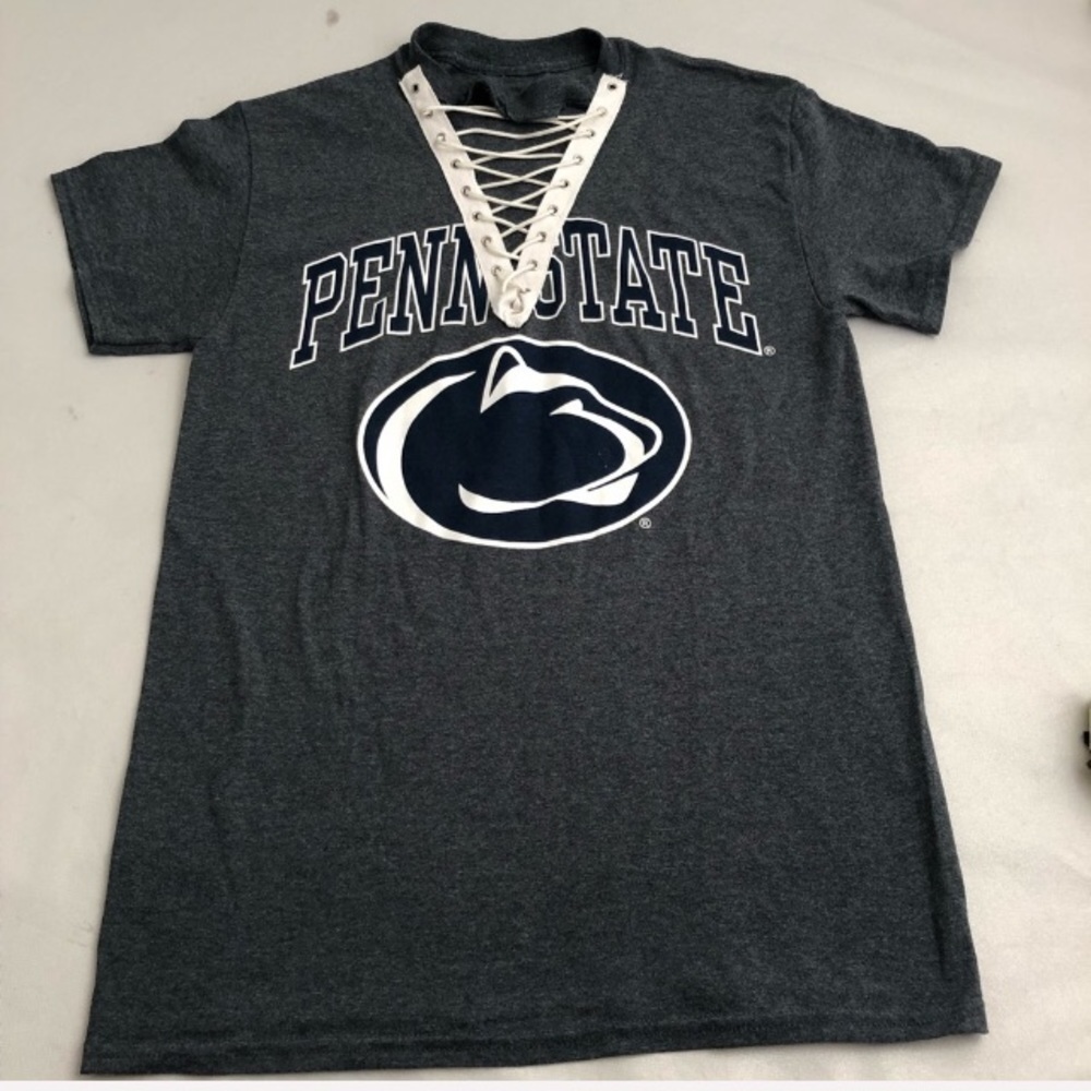 Penn State University Nittany Lions custom blue and white cut lace up t-shirt - Picture 4 of 6